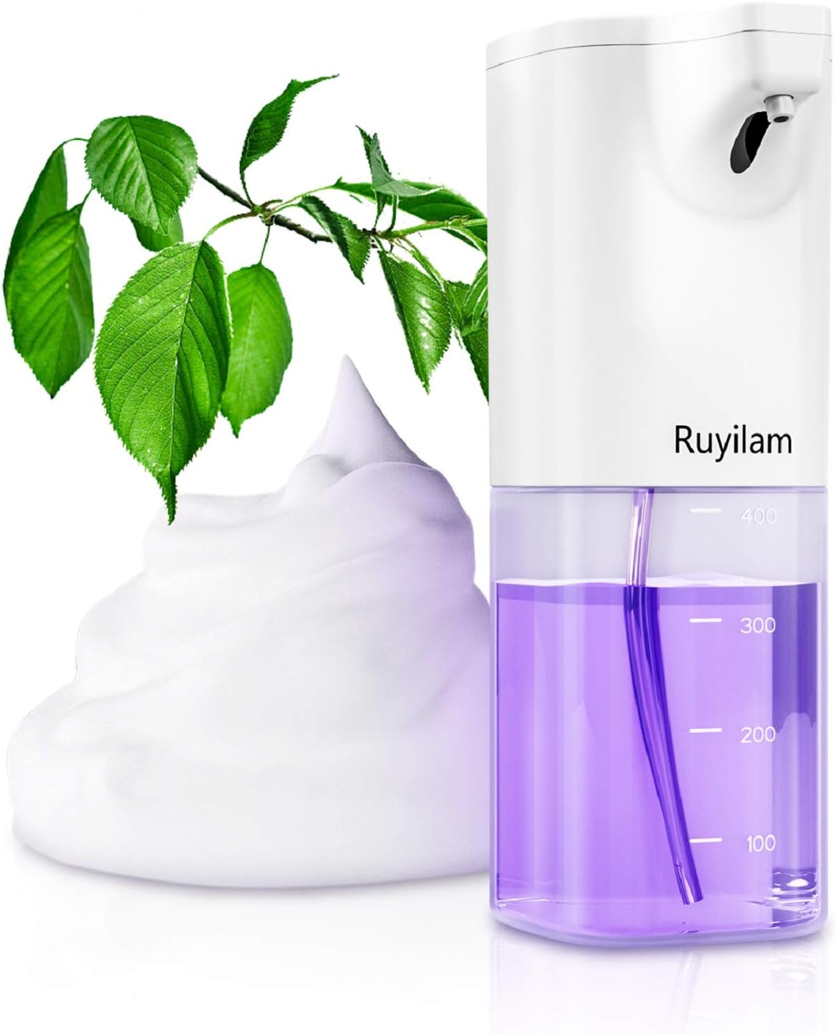 Automatic Soap Dispenser, 400ML/14 OZ Touchless Foaming Soap Dispenser with Infrared Sensor, Waterproof Battery Operated Hand Sanitizer Dispenser with Large Volume for Kitchen,Bathroom,Office,Hotel