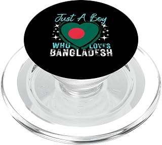 Bangladesh Just A Boy Who Loves Bangladesh Heart Flag Boys PopSockets MagSafe PopGrip for iPhone