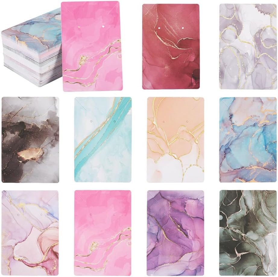 KISSITTY 100Pcs Flower Fruit Earring Display Cards Flower Patterns Jewelry Display Card Paper Earring Holder Cards Square Jewelry Hanging Tags for for Earrings Necklaces Bracelets