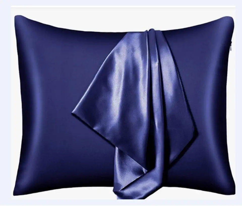 Par de Fronhas de Cetim Antifrizz Premium (Azul Marinho)