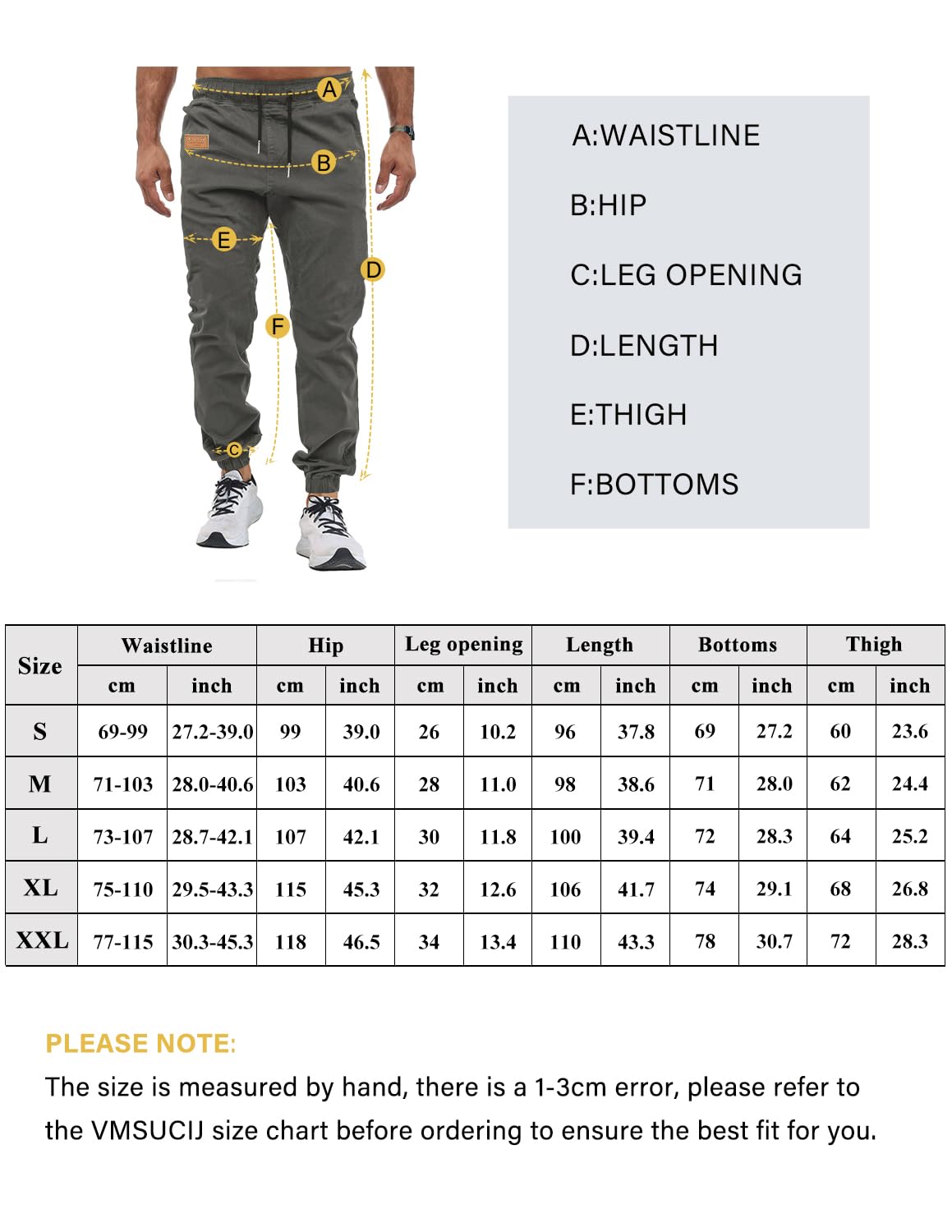 VMSUCIJ Pantaloni Jogging Uomo Pantaloni Casual Cotone Pantaloni Sportivi con Elastico in Vita con Tasche S-XXL