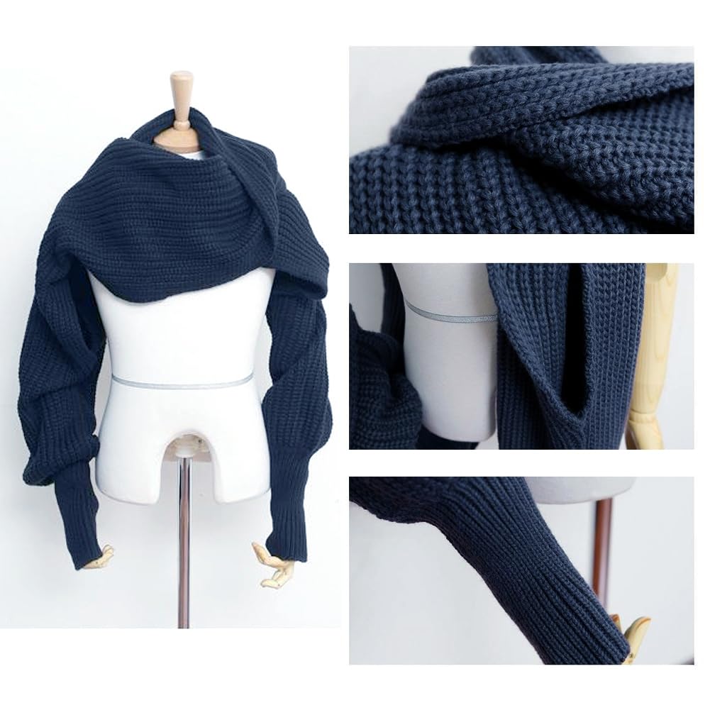 Asudaro Femmes Hommes Hiver Chaud Tricoté Cape Foulards Cape de Châle Pashmina Écharpes wrap Couleur Unie la laine Pull à Manches Longues