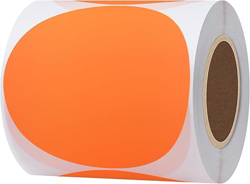 Hybsk Etiquetas redondas de codificación de colores circulares para organizar inventario de almacén (3 pulgadas, naranja fluorescente)