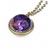 Algopix Similar Product 14 - Galaxy Pendant Necklaces Nebula Double