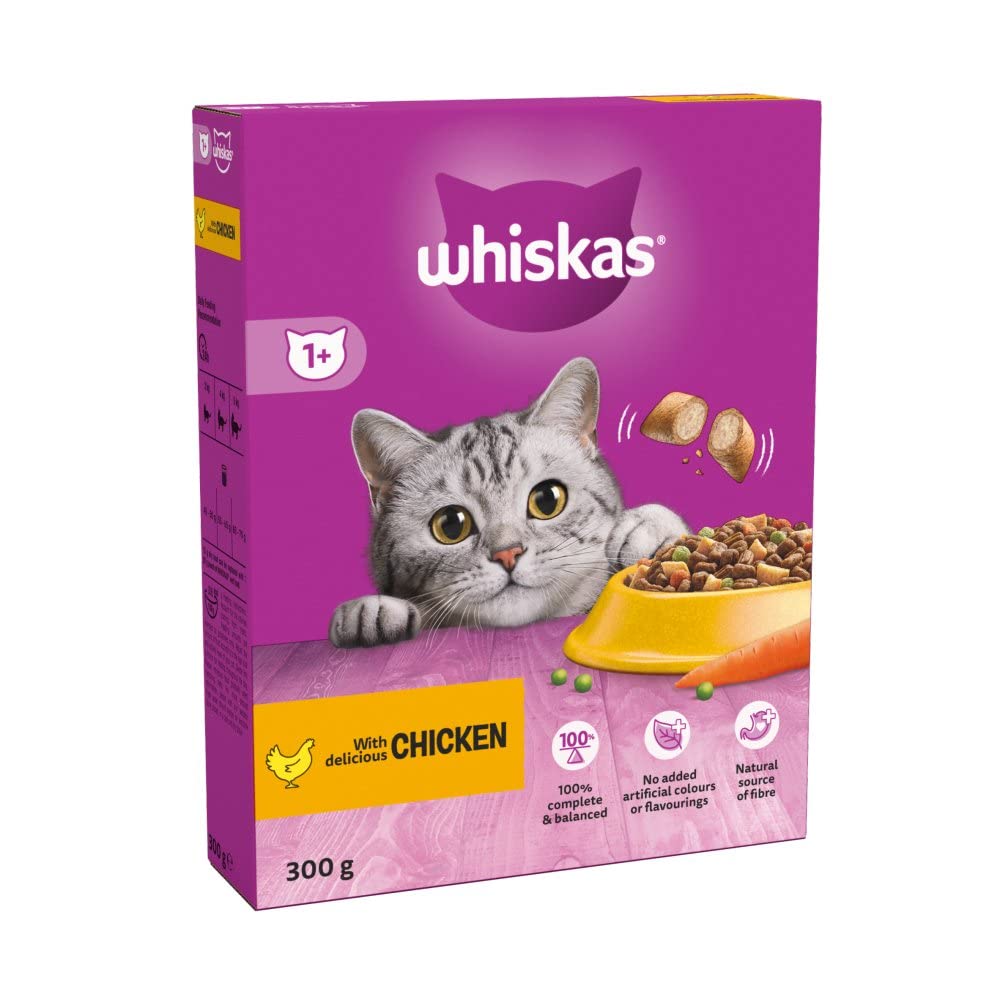 Whiskas 1+ Adult Cat Dry Food Chicken 300g (Pack of 6)