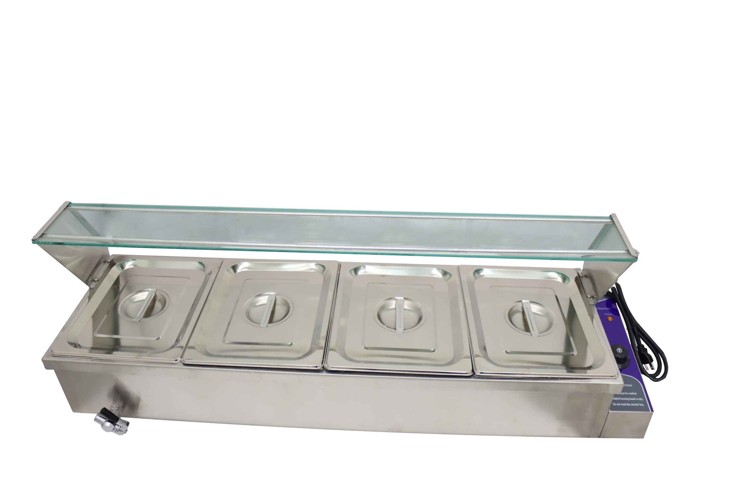 INTBUYING 4 pan Food Warmer Steam Table Kitchen Machine Bath Warmer Breakfast Supply