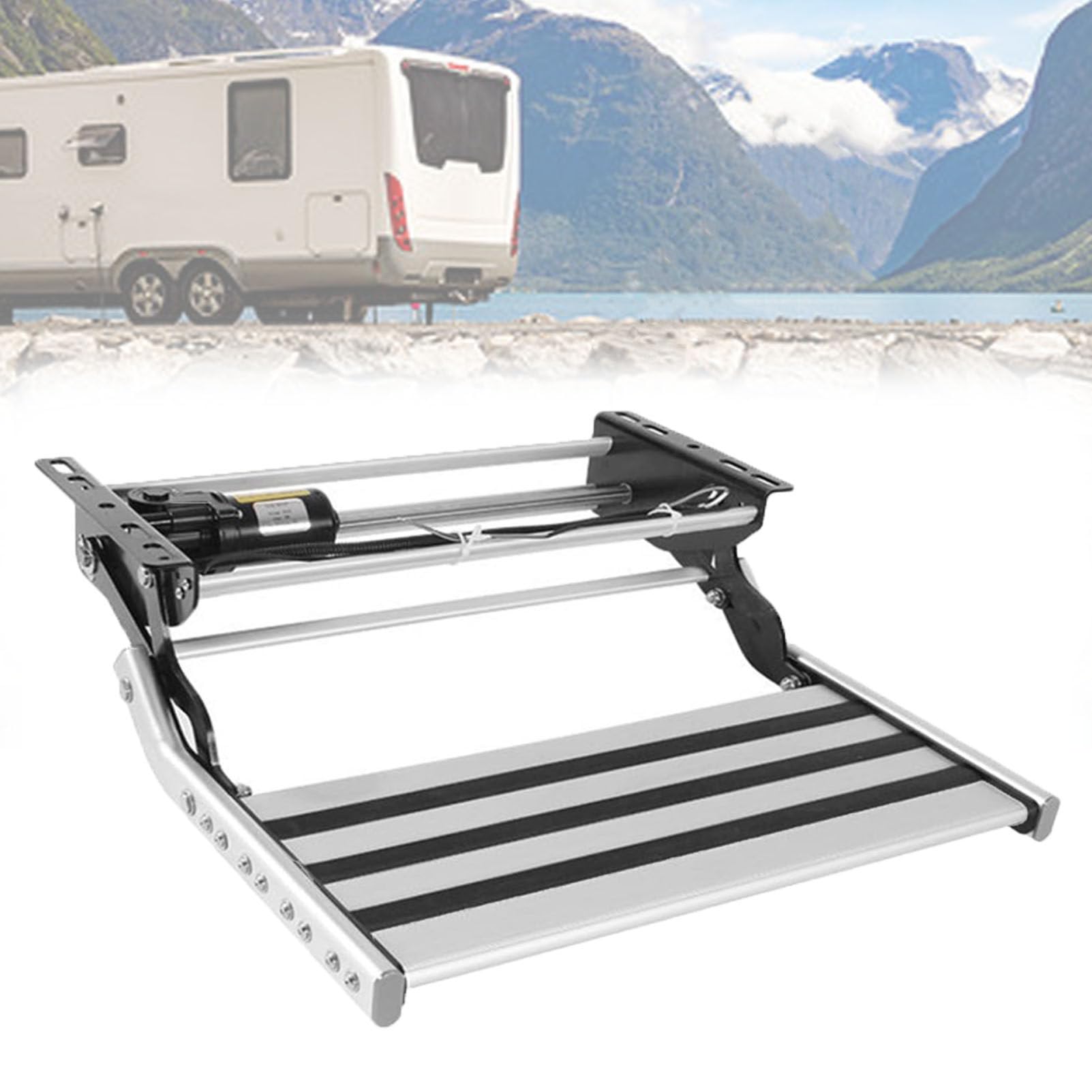 Pfps Electric Retractable Rv Steps, with LED Lighting, 400 LBS Load Capacity, Electric Foldable Step for RV Camper Travel Trailer 12V-Single