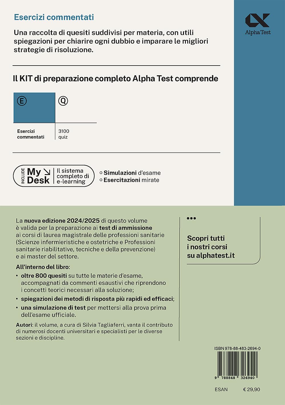 Alpha Test Professioni sanitarie Lauree magistrali 2026-2027. Esercizi commentati. Con simulatore online
