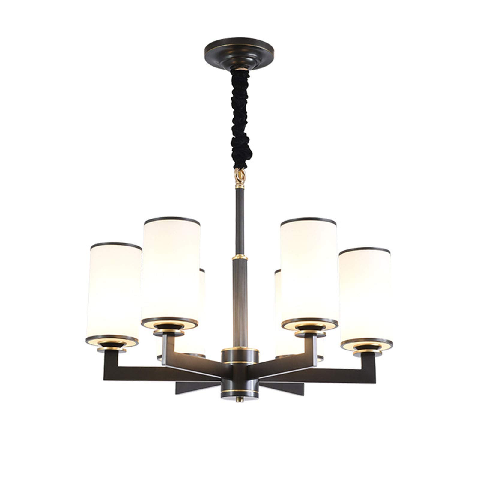 KXEcoLife E27 American Style Pure Copper Chandelier,Simple Atmosphere Creative Pastoral Classic Chandelier,Living Room Master Bedroom Dining All European Lamps-Black rub 6t