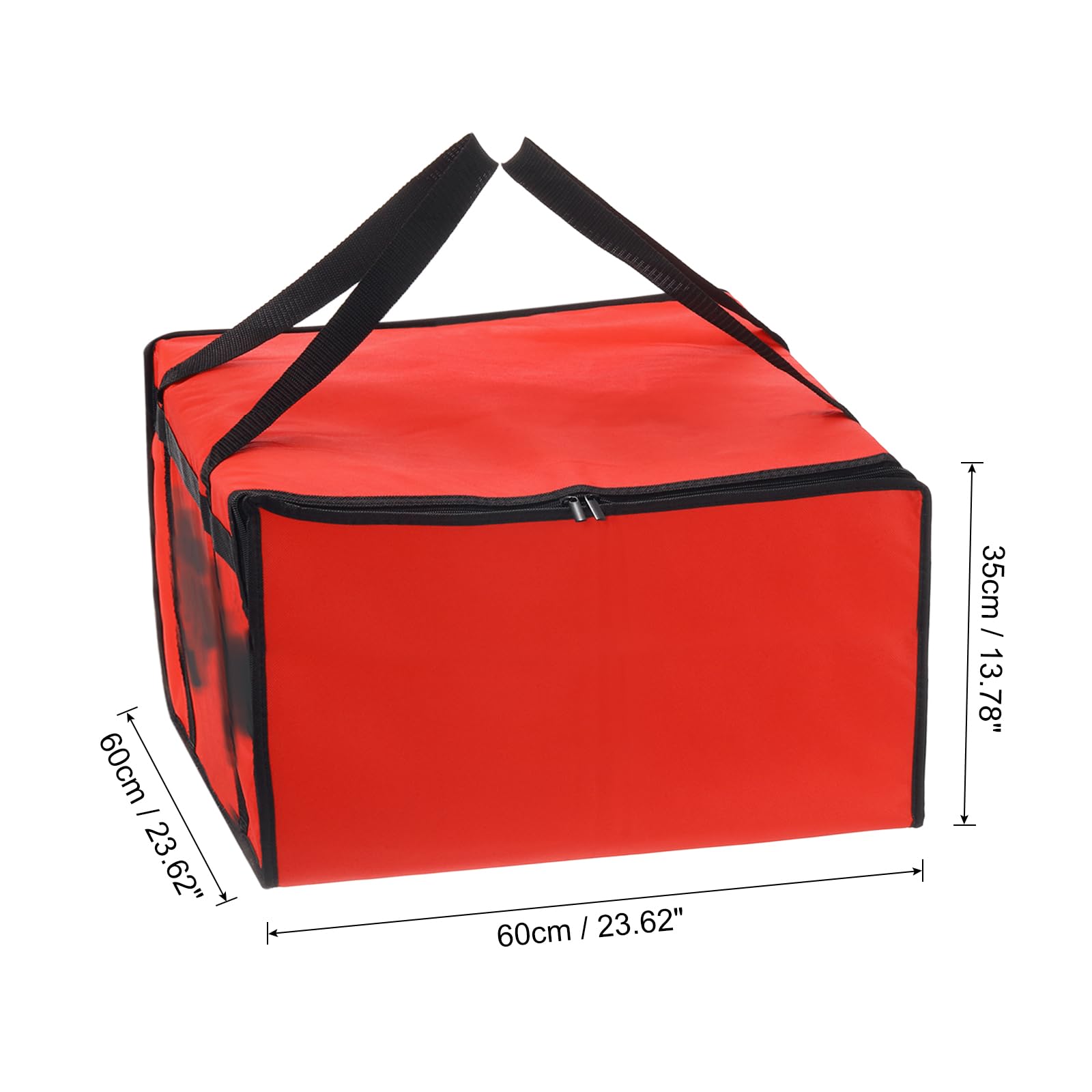 QUARKZMAN Torba termiczna do pizzy 1 szt. 24 x 24 x 14 - włóknina spożywcza torba na żywność przewoźnik lodówka torba na ciasto ciasto na imprezę do pizzy (czerwona)