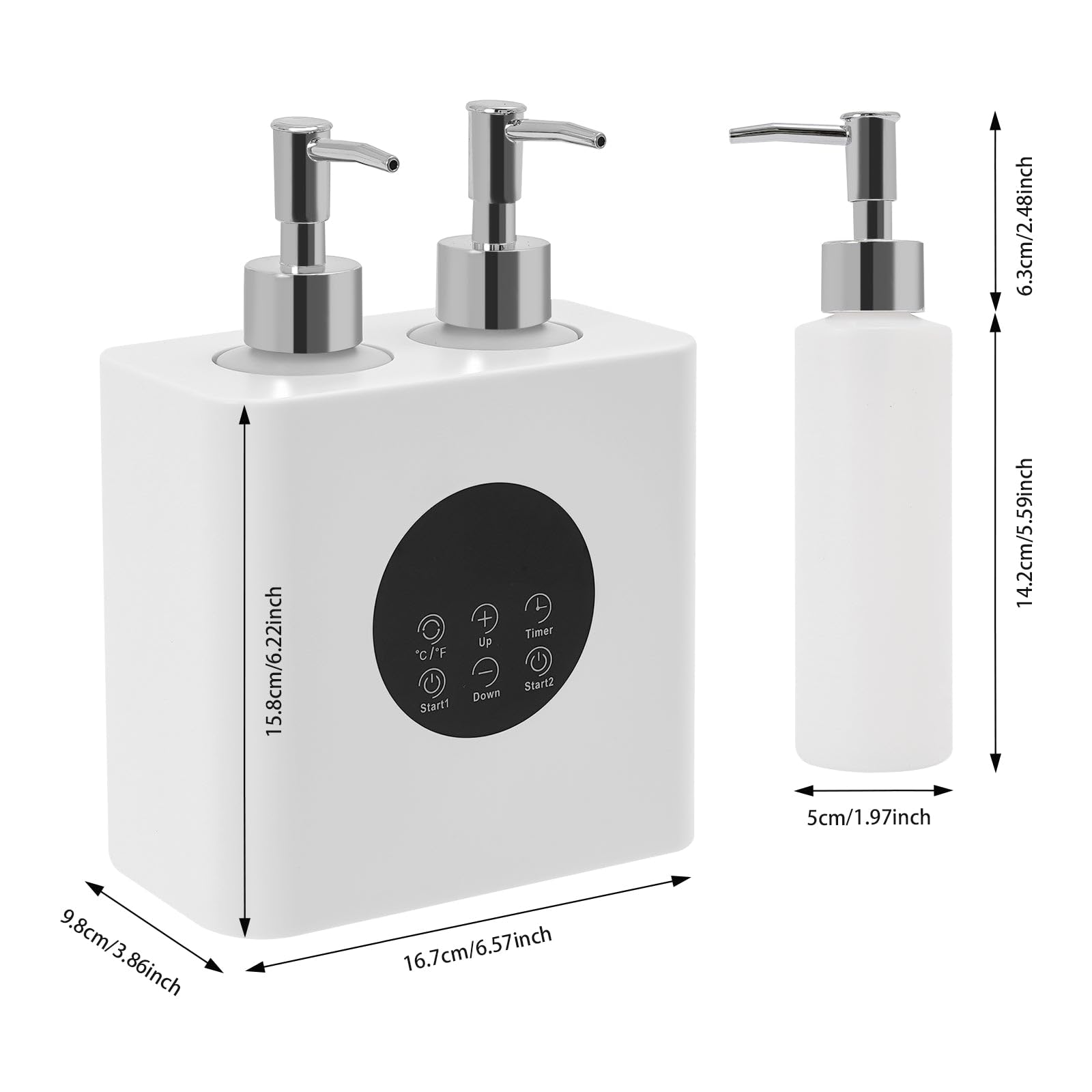 Podgrzewacz olejku do masażu, podwójny podgrzewacz oleju do masażu, dozownik butelek oleju, elektryczny podgrzewacz do butelek, 30-65°C, z 4 dozownikami oleju, timer do salonu, gospodarstwa domowego