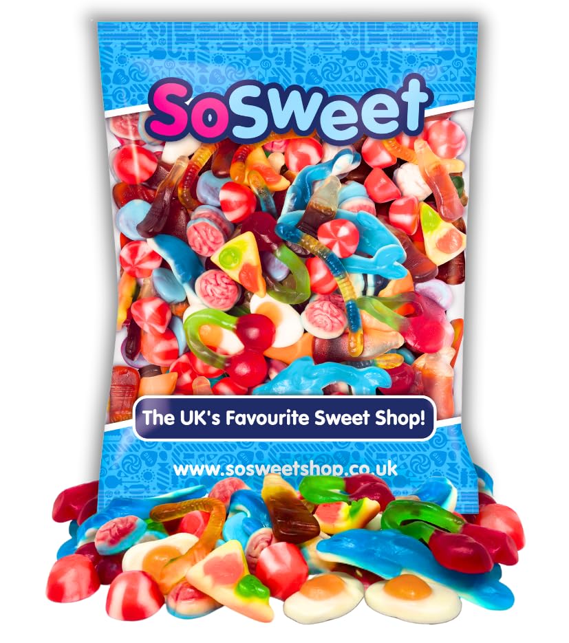 SoSweet Jelly Sweet Mix 1kg Bulk Bag of Classic Chewy Sweets | Party Pick & Mix Sharing Treats | Jelly Selection | Long Shelf Life