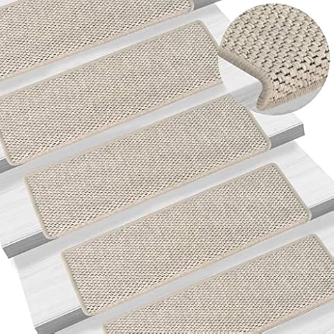 vidaXL 15x Treppenmatte Selbstklebend Treppenschutz Treppenmatten Stufenmatten Treppenteppich Treppenschoner Stufenschoner Sisal-Optik 65x25cm Silbern Cover