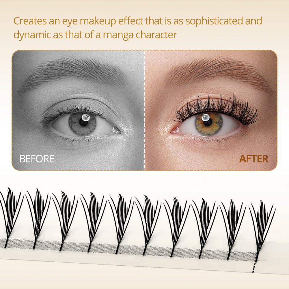 Lunamoon 3D Volume Premade Fans Eyelash Extension Volume Eyelashes (0.07D/8-15 mm), Tower-0.07-D, 1 pair (Pack of 1) - Image 4