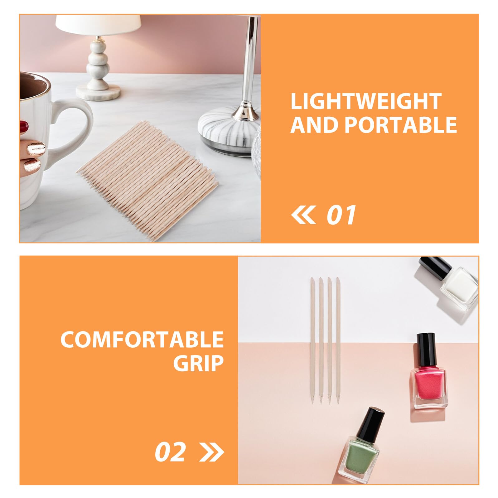 Angoily Bambus Nagelhautschieber Doppelseitig 114cm Maniküre Pediküre Zubehör Einweg Nagelpflegestift für Nagelhautentfernung und Nagelpflege Zuhause und Nagelstudio