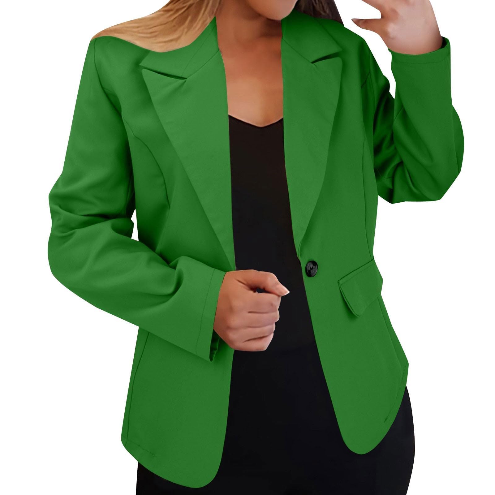 Women Suit Jacket Long Sleeve Open Front Cardigan Office Professional Business Casual Work Blazer with Pockets A01