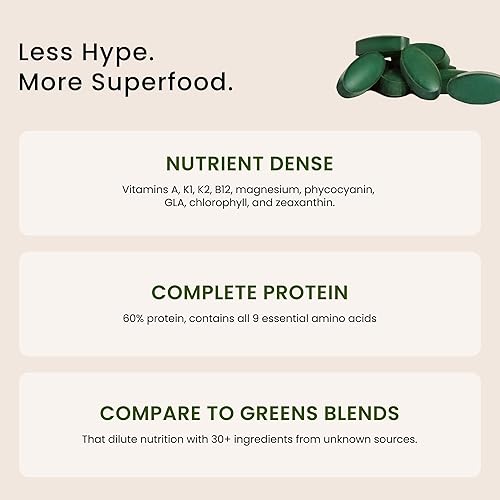 Miniatura 3 de Pólvora pura de espirulina hawaiana 732894010062 tabletas 1000mg 1