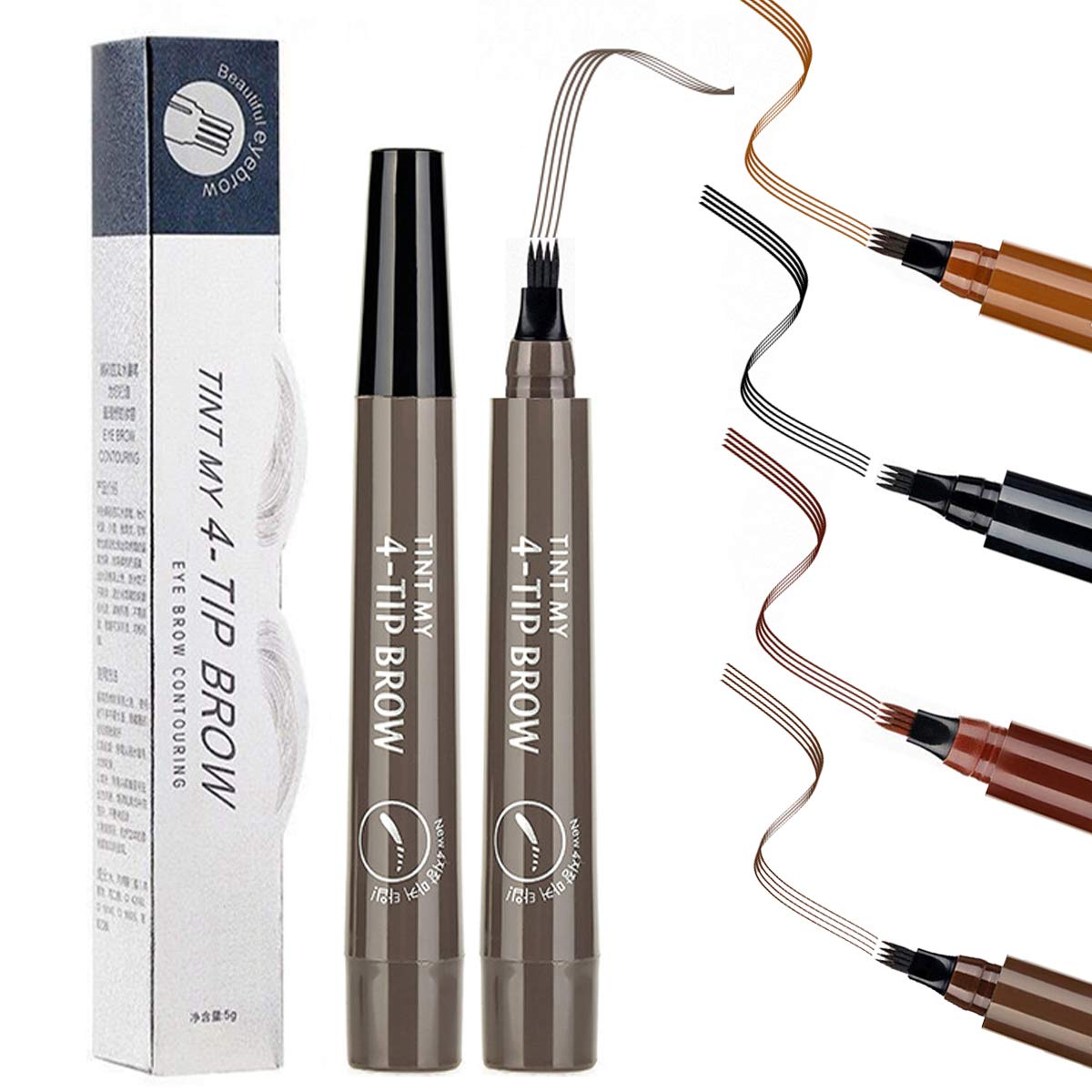 2PCS Gray Brown Eyebrow Pen - Microblading Eyebrow Pencil - Easily Draw Natural Eyebrows