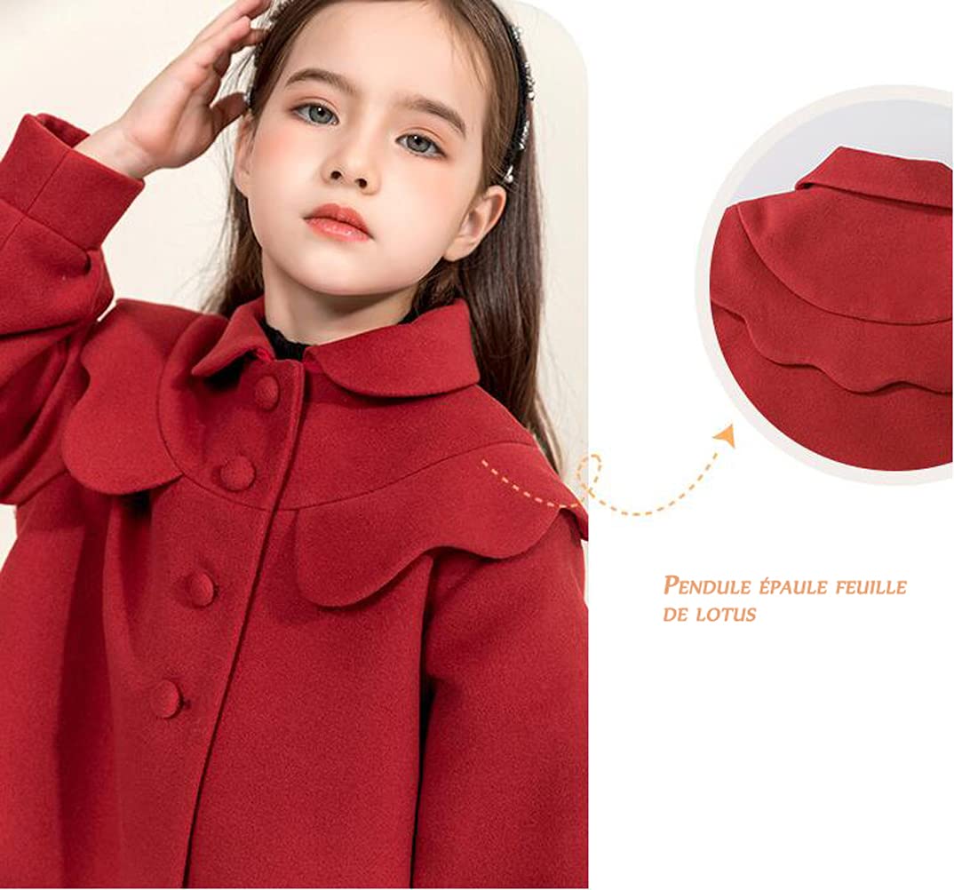 Cappotto da ragazza, in lana, per autunno e inverno, da ragazza, taglia