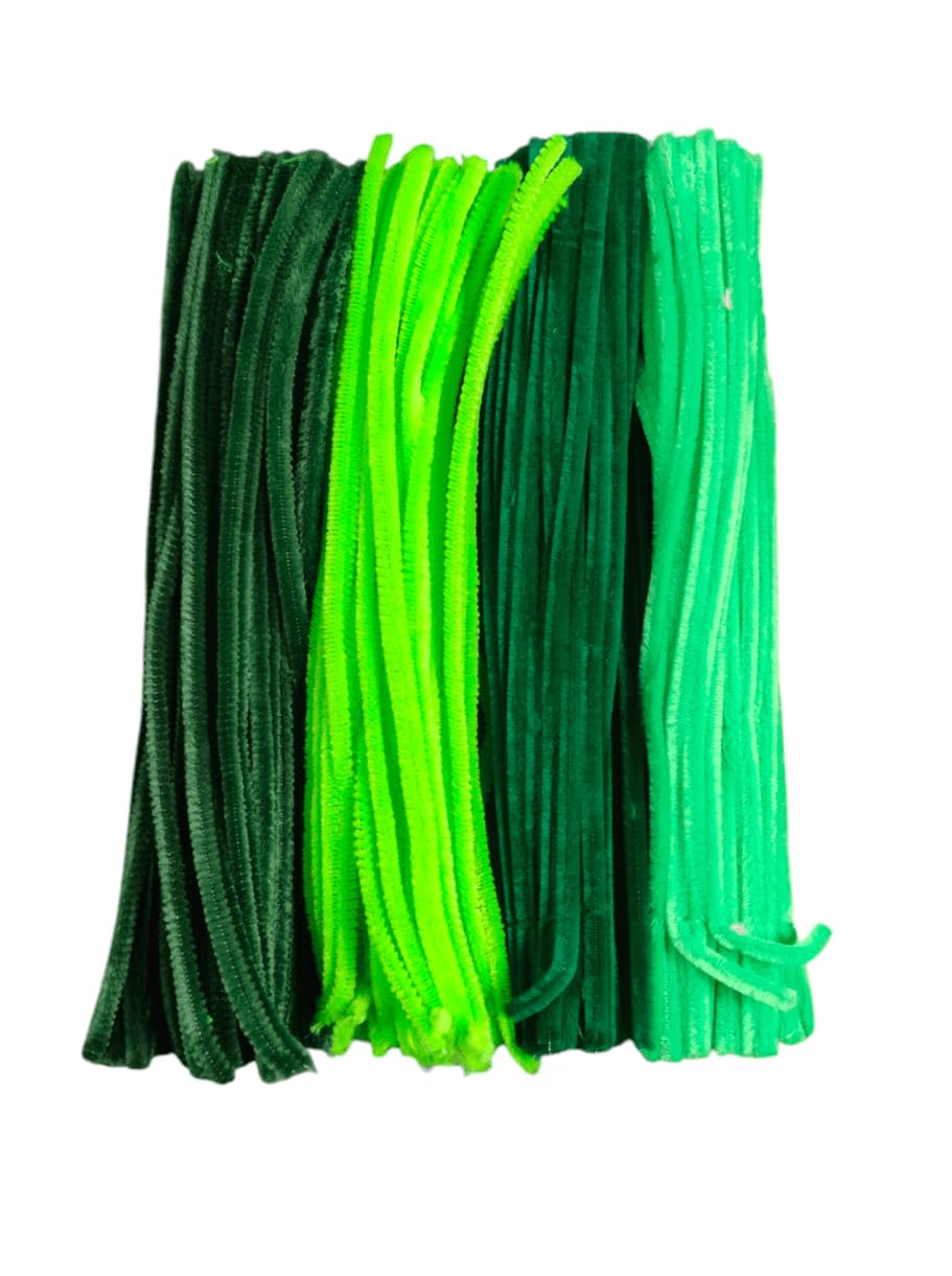 3A Featuretail Pipe Cleaners for Craft Bulk, Pipe cleaner for Craft Flower, Fluffy Chenille Stems for Making Shapes, Flowers, & Decorations(12 inches) (Shades of Green, 400 Pc)-image-43