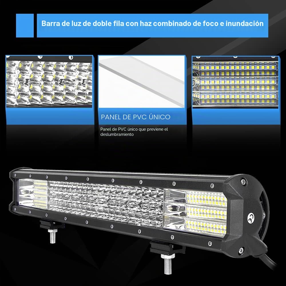 Willpower Barra LED 4x4 330W 30cm Barras Luce de Trabajo 9D Combinación de Punto Inundación Foco Led 12V 24V 6000K Faro Led IP67 Impermeable para Coche Tractor Camion Barco ATV UTV SUV