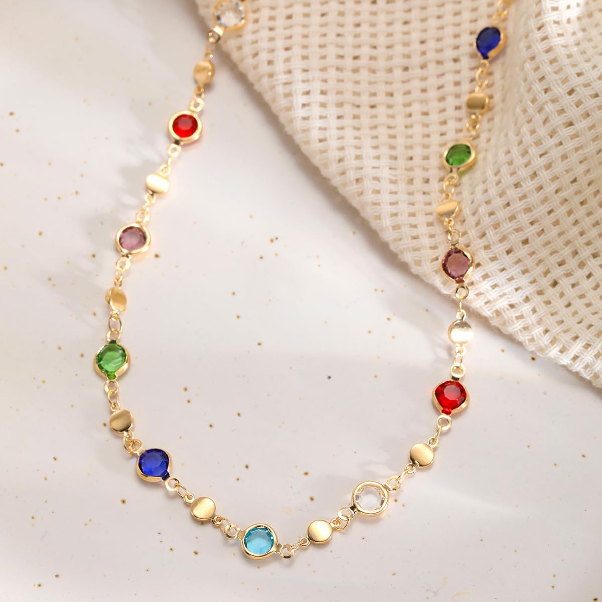 Colorful Rhinestone Y Chain Long Necklace for Women Crystal CZ Bead Tassels Adjustable Rainbow Necklace Multi Color Crystal Long Necklace Dainty Drop Y-Shaped Necklace Party Birthday Christmas Everyday Jewelry Gift - Image 4