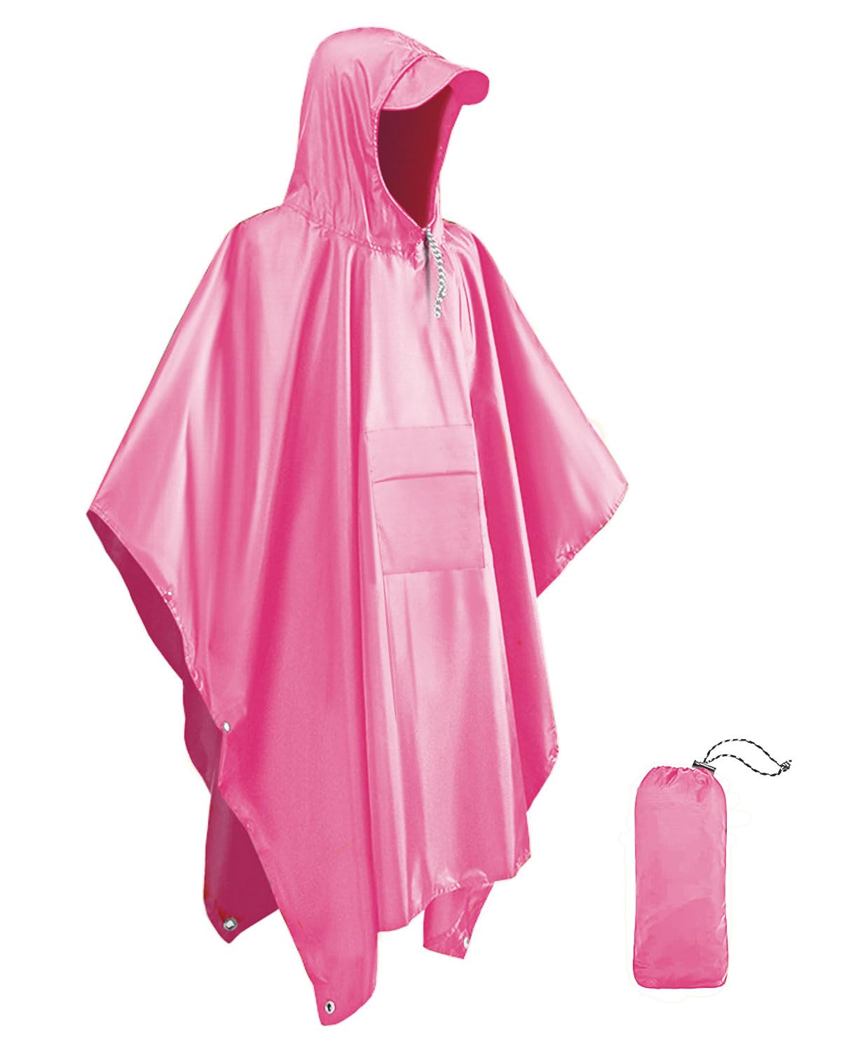 Evolpor Unisex Pink Waterproof Poncho Adult,Poncho Waterproof Adult Lightweight Reusable Rain Poncho Adult Waterproof,Waterproof Raincoat For Outdoor Camping Hiking Traveling Cycling (Pink)
