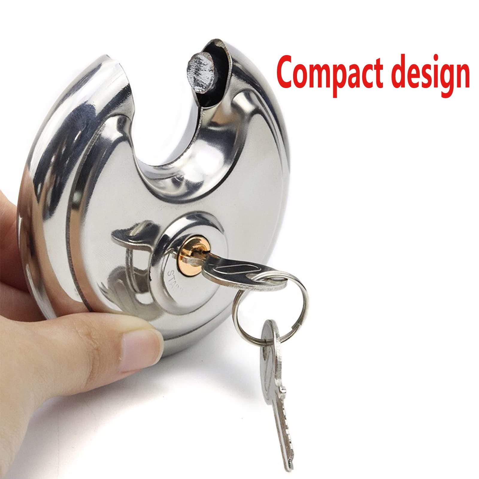 Round Key Discs Cylinder Lock Stainless Steel Discus Padlock With Keys - Heavy Duty ...