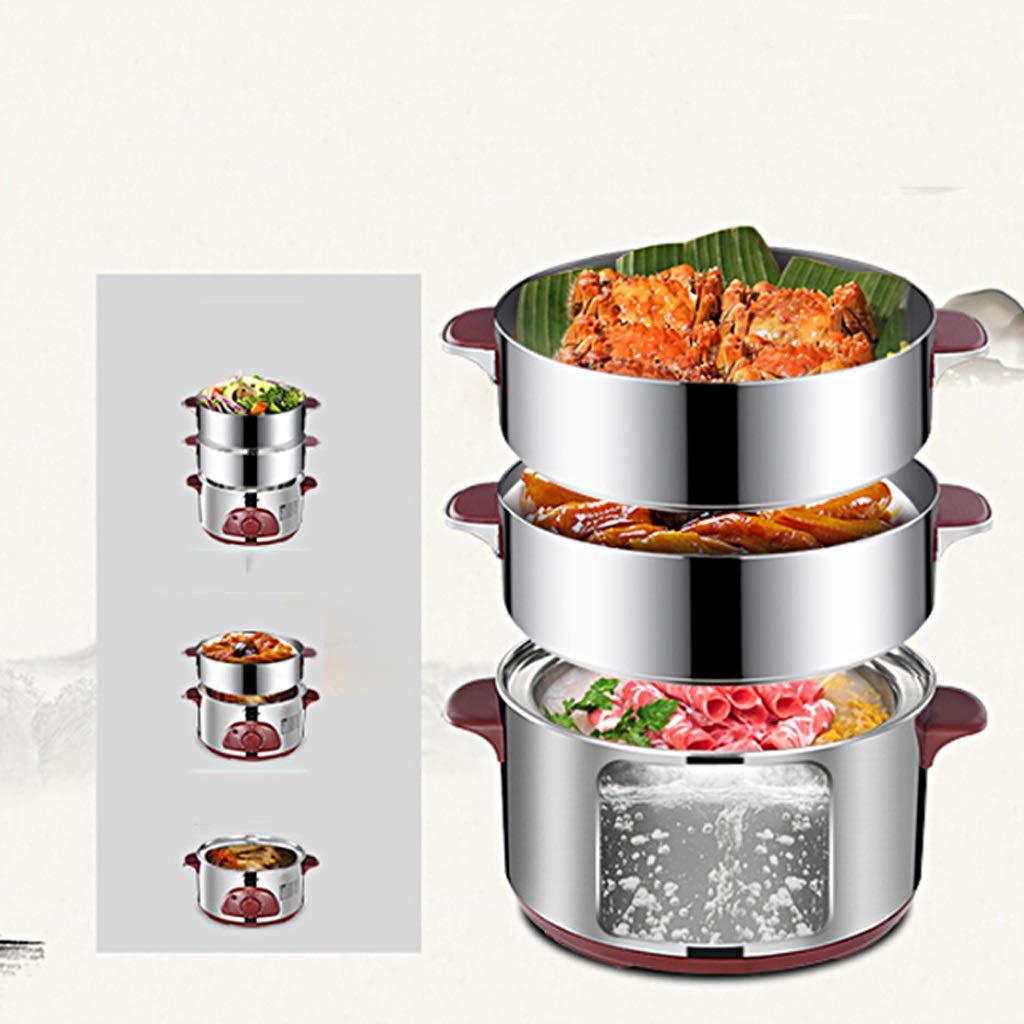 Vaporera multifunción for el hogar, vaporera pequeña de Acero Inoxidable de Gran Capacidad, Apagado automático, Verduras al Vapor Multicapa