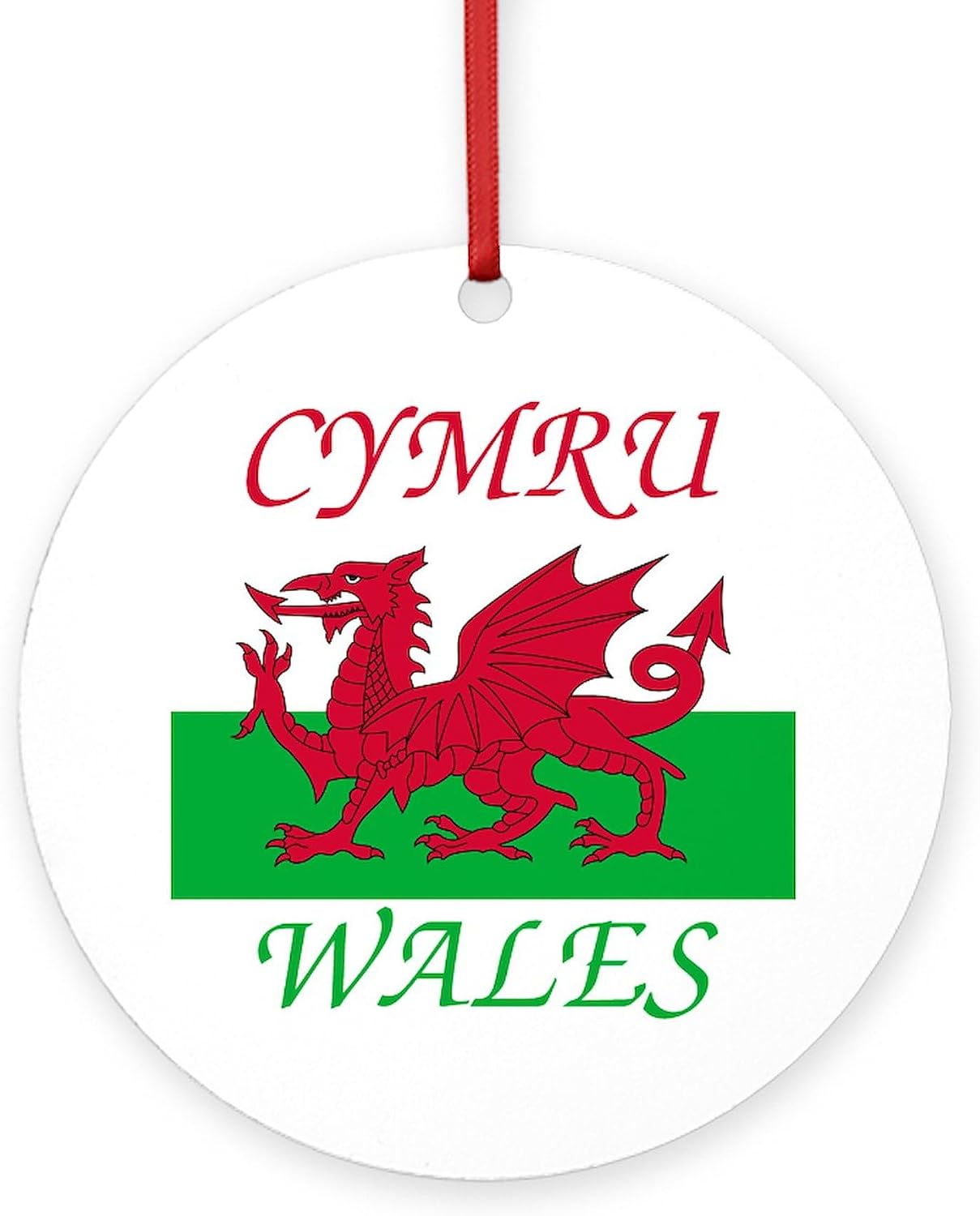 CafePress Wales Cymru Round 4" MDF Holiday Ornament