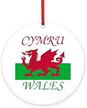 CafePress Wales Cymru Round 4" MDF Holiday Ornament