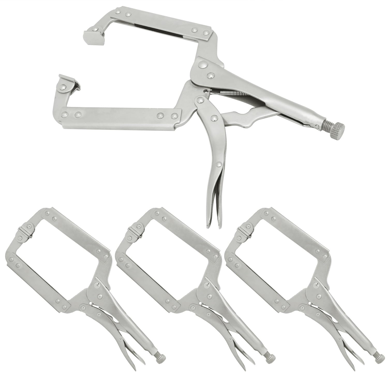 4 Pack 14 Inch C Clamp Locking Pliers,Locking C Clamp, Adjustable Nickel Plated C Pliers For Wood Working, Welding, Electrician Maintenance and more,