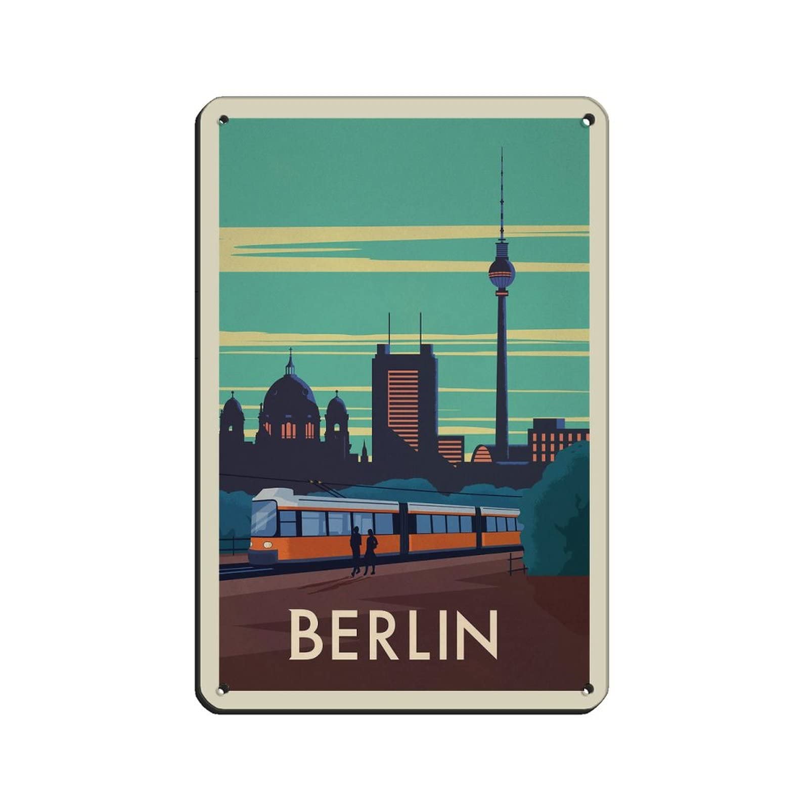 AZOLID Vintage Signs Metal Signs Berlin Travel Tin Signs Vintage Funny Bar Club Cave Home Kitchen Wall Decor Rustic Art Sign 14x20CM