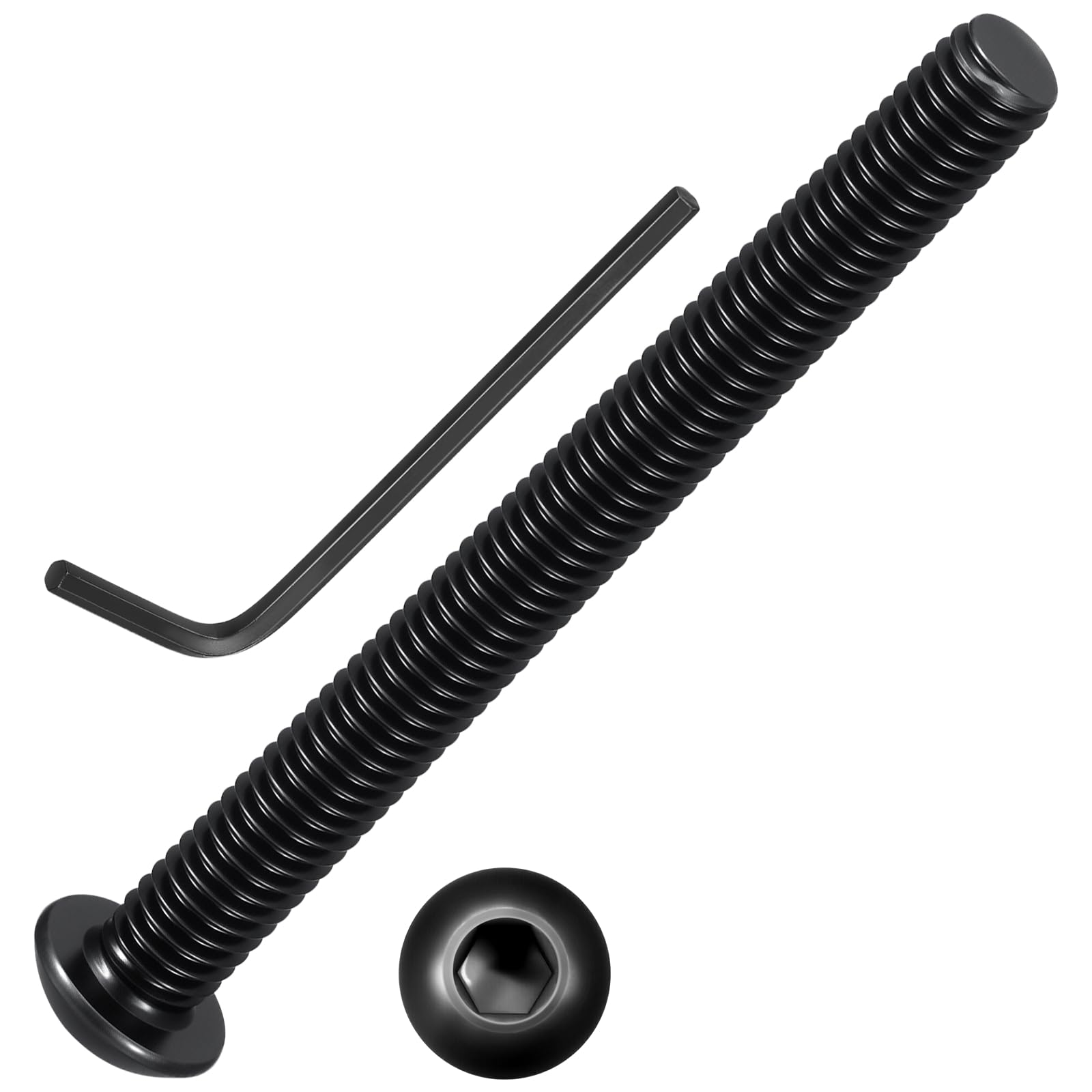 Kozelo 40pcs Button Head Socket Cap Screws - [M5-0.8x50mm] Zinc-Nickel Coated Good for Automotive, Marine & Outdoor Use Road Bicycle, Mountain Bike, Motorcycle - Alloy Steel - Black