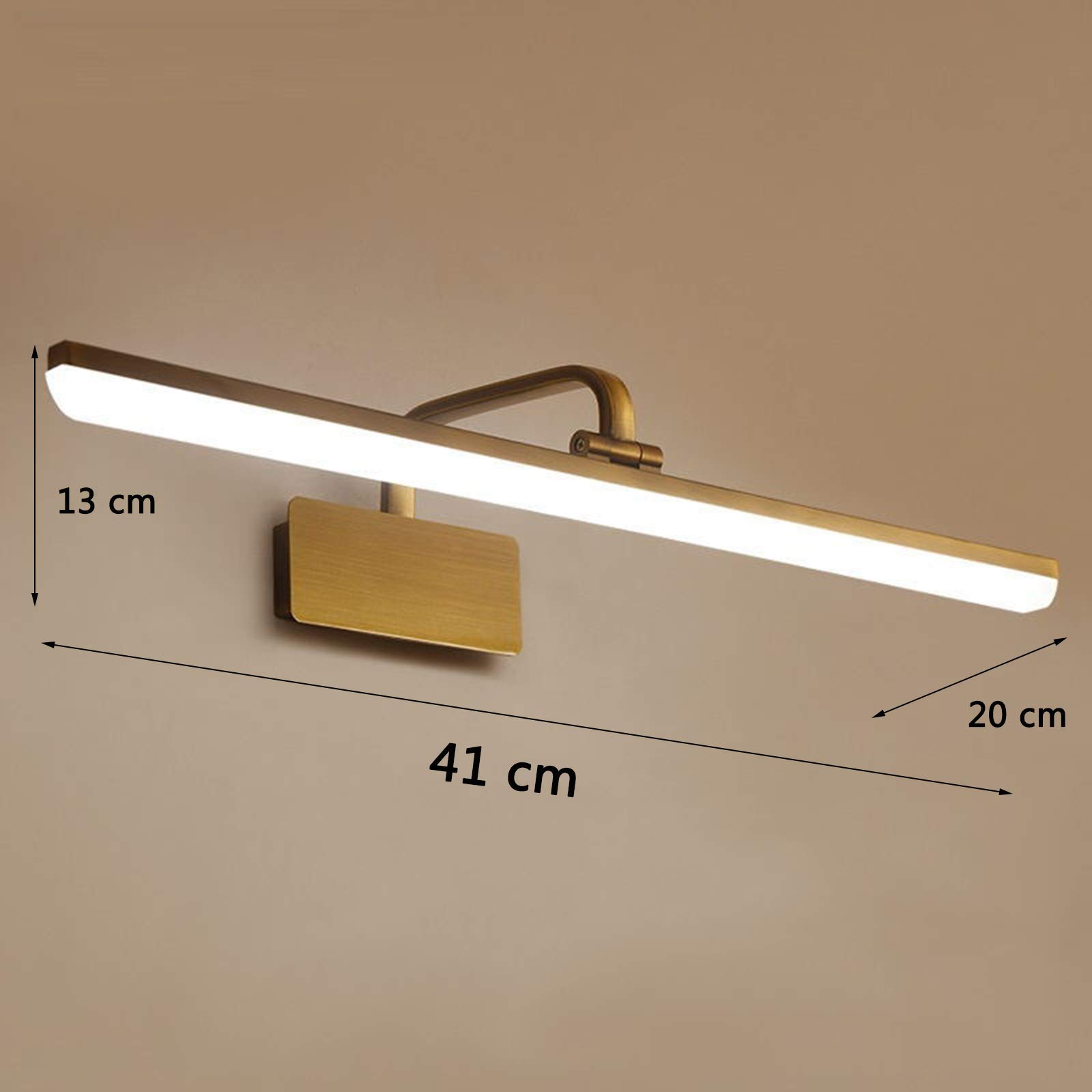 Rétro éclairage Avant de Miroir de Salle de Bains, lumières de Miroir en Bronze à LED avec 180 ° Rotatif; Tête de Lampe, Blanc Chaud 3000K, lumières d'armoire à Miroir en métal Vintage pour restauran