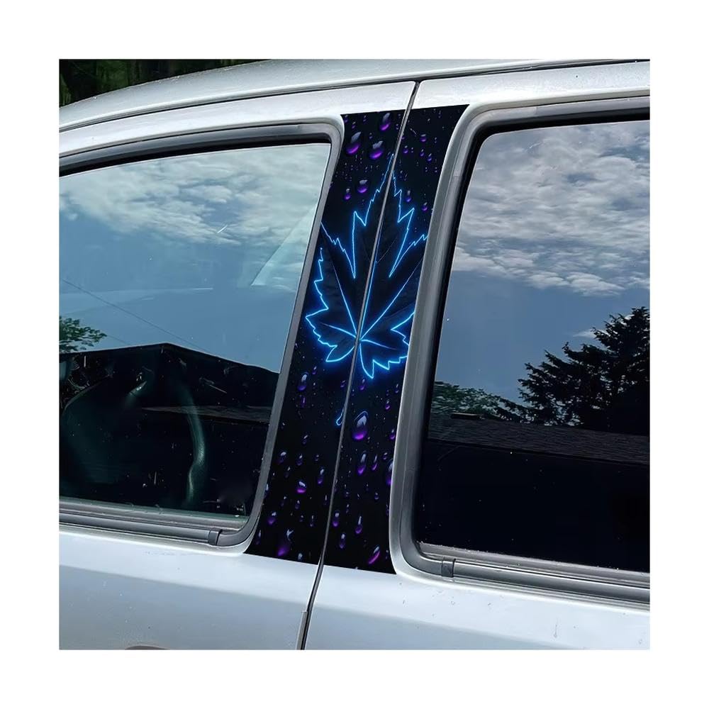 Bertdcx One Color 2 Pieces Of Automotive B-Pillar Film Maple Leaf Glossy Material Protective Auto Parts