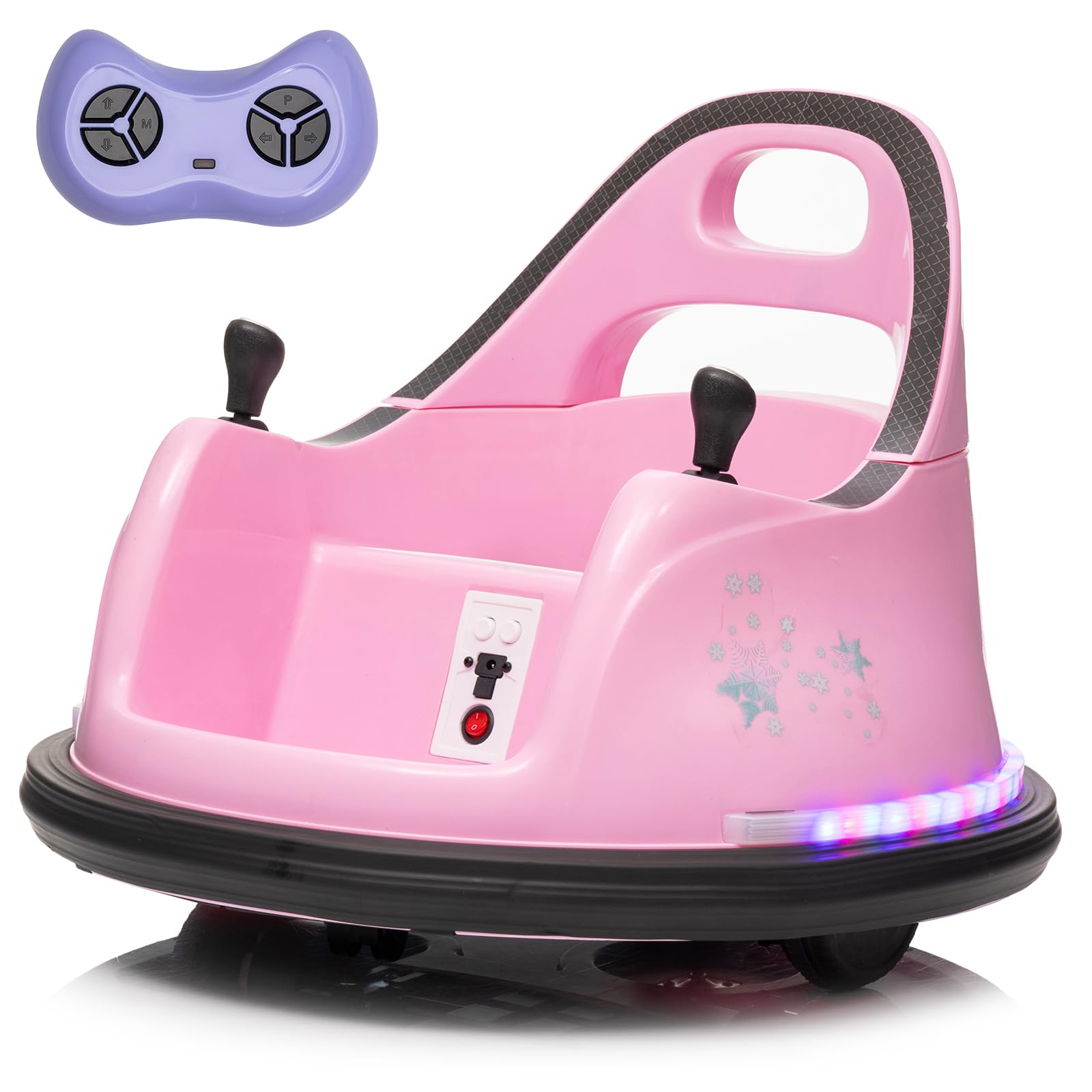 LUIBAS 12V Kids Ride on Bumper Car Kids Ride On Electric Bumper Car for Toddlers with Remote Control, 360 Degree Spin for Baby Boy and Girls Riding Bumping Toy Gifts Cars for Toddler, Pink