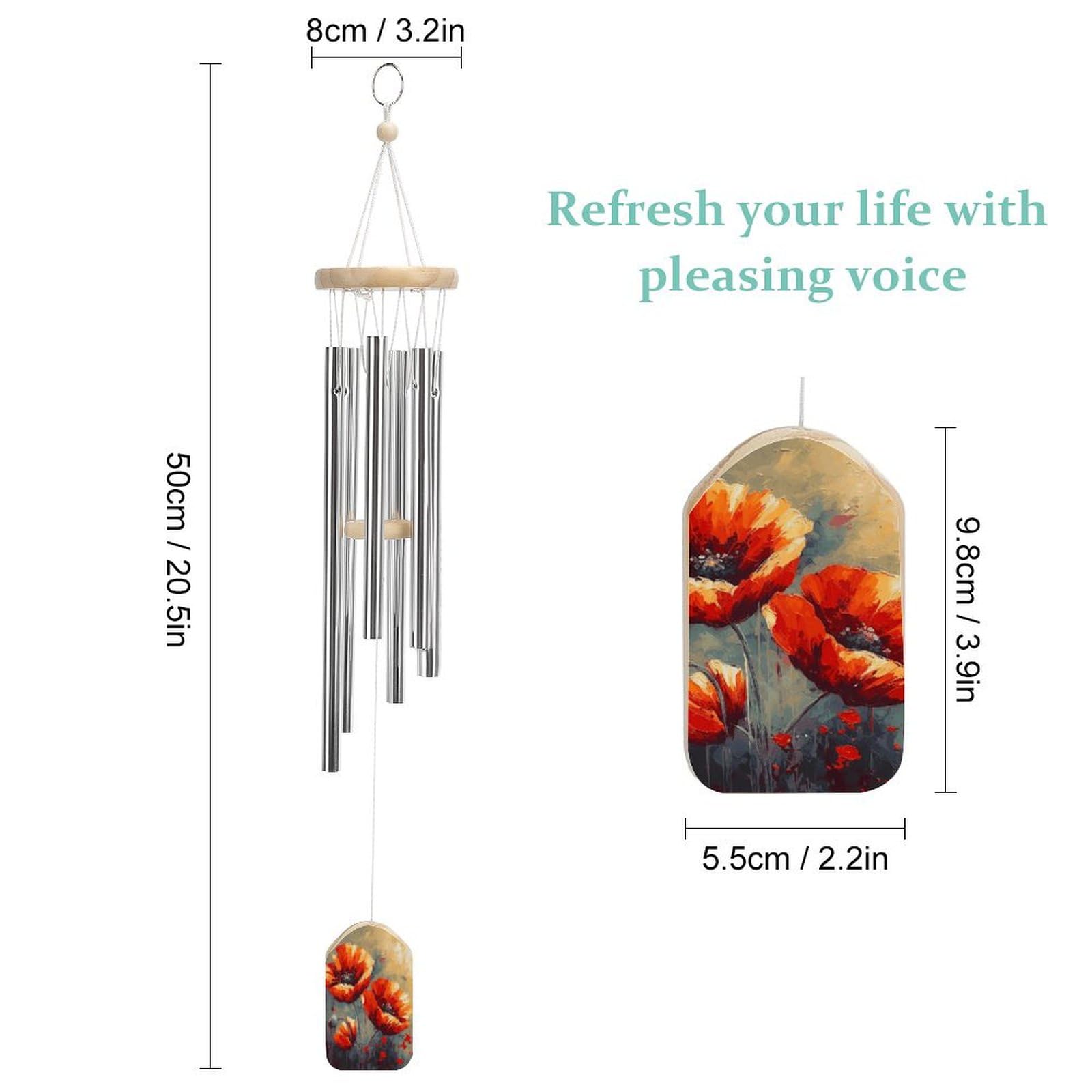 Outdoor Wind Chimes, Simple Flower Oil Painting Printed Wind Chimes,Simple Wind Chimes,Curtain Wind Chimes for Home Decoration