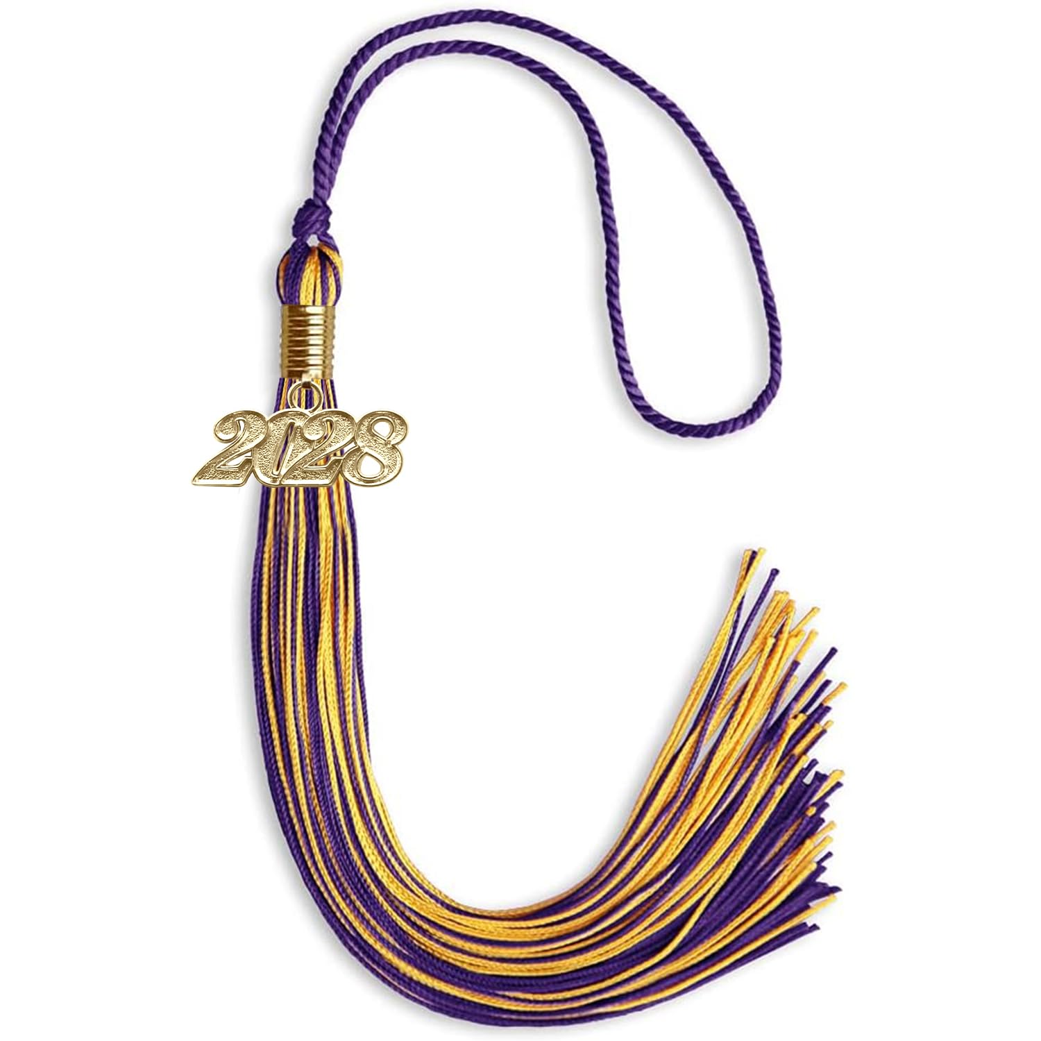 Endea Graduation Mixed Double Color Tassel with Gold Date Drop (Purple/Gold, 2028)