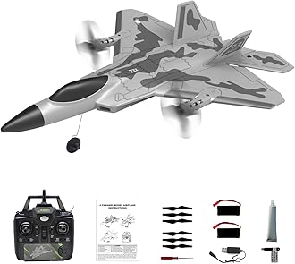 RC Plane 4 Channel Remote Control Airplane - F-22 RC Airplane for Beginners Adult with Xpilot Stabilization System & Aerobatic, Two Batteries - Remote Control Plane Gift for Kids