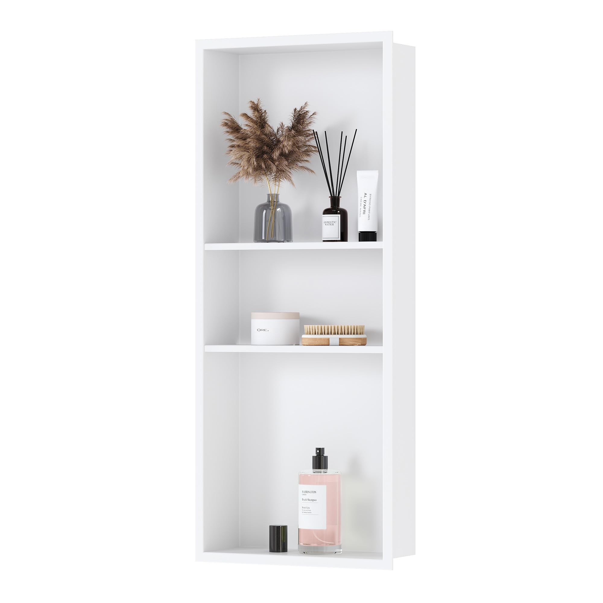 Qeke Shower Niche, Rust Resistant Recessed Shelf, 3 Tiers, 75 cm, White