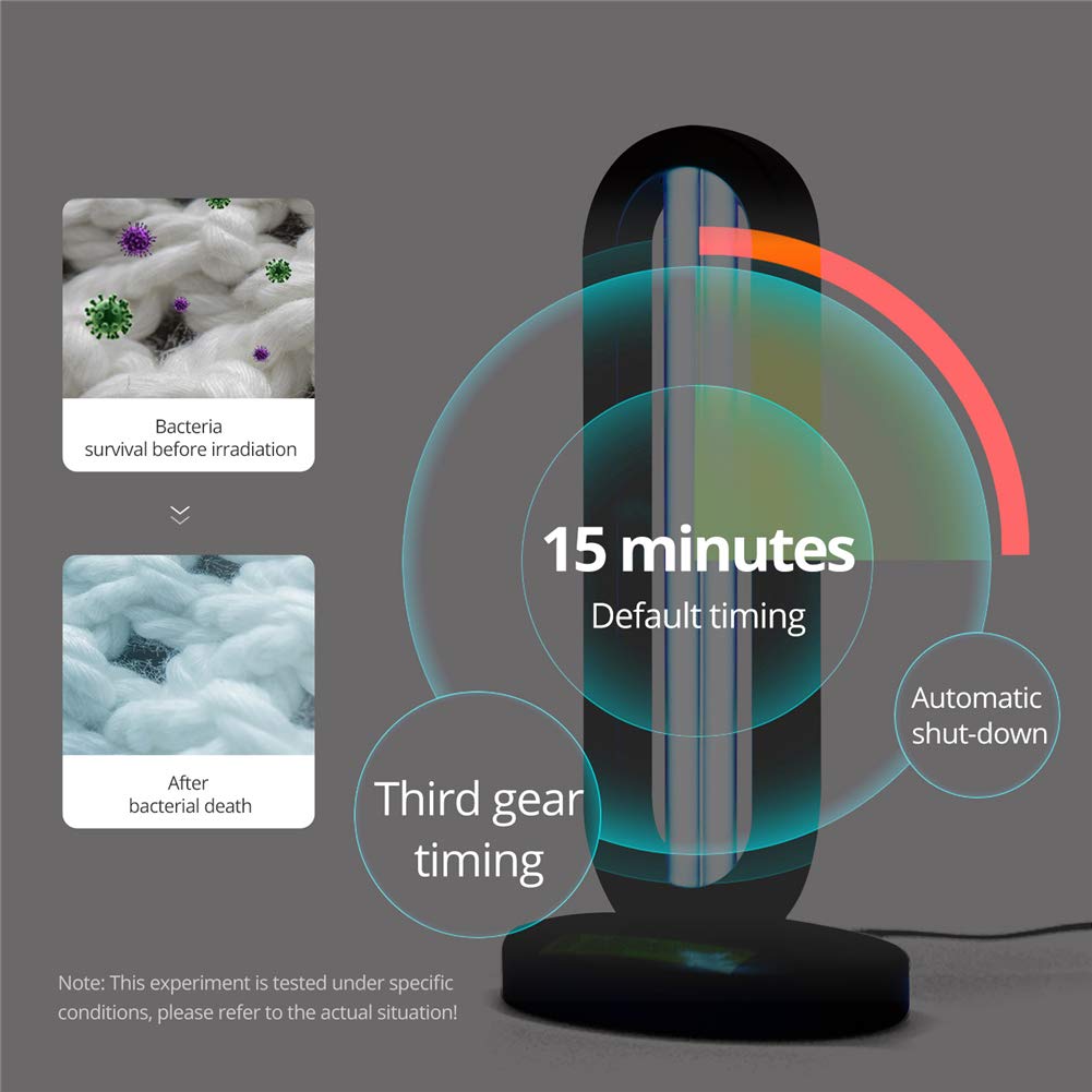 Lámpara de esterilizador UV de 38 W, sistema de purificación de aire portátil ultravioleta de cuarzo de ozono UVC Luz de escritorio con temporizador de control remoto