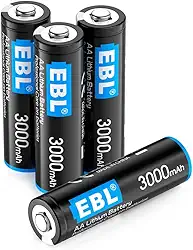 MPOWER - Pilhas Lítio AA 3000mAh 1.5V – Pilhas Não Recarregáveis de Longa Duração para Dispositivos Eletrônicos – Pack com 4 Unidades de Alta Performance