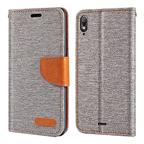 Étui Portefeuille en Tissu Oxford et Cuir PU Compatible avec Wiko View 2 GO, Coque Robuste avec...
