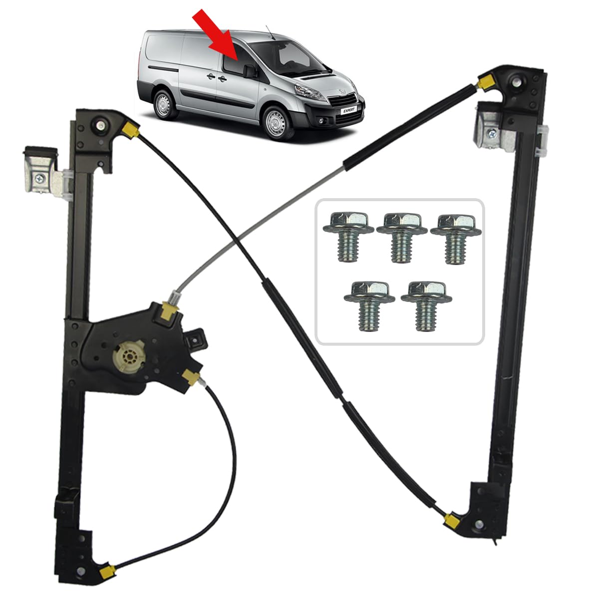 STARKIT PERFORMANCE Elevalunas compatible para Jumpy, Expert y Scudo (2007-2016) DELANTERO DERECHO (pasajero) 1440161480, 9221AH