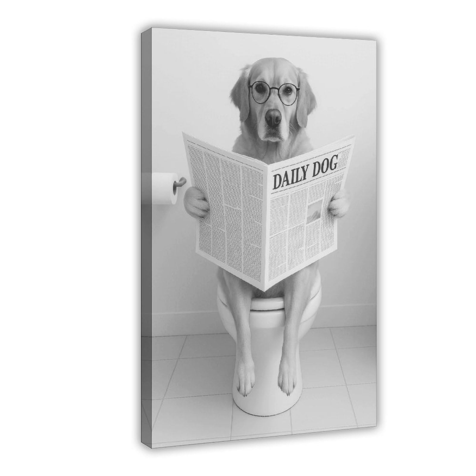 Wjwart Golden Retriever Toilet Canvas Poster Bedroom Decor Landscape Decor Gift 12X18inch(30X45cm)