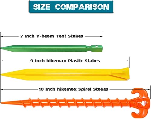 Miniatura 5 de Hikemax - Juego de 1030 estacas de plástico para tienda de campaña de 90in 9 pulgadas de alta resistencia para tienda de campaña de playa con bolsa