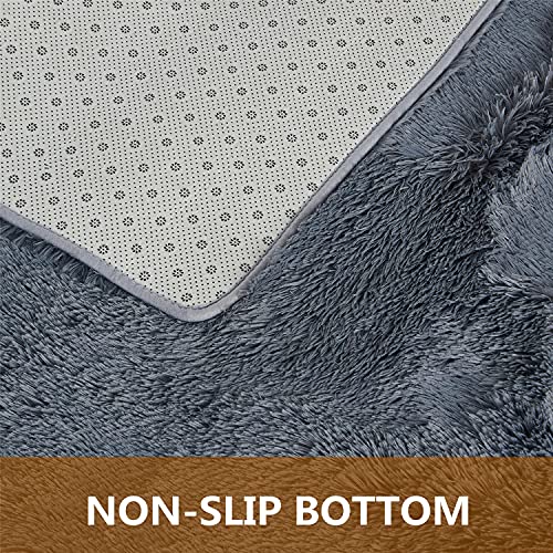 Arbosofe Fluffy Soft Area Rugs For Bedroom Living Room, Dark Gray Shaggy Rugs 5 X 7 Feet, Carpet For Kids Room, Throw Rug For Nursery Room, Fuzzy Plush Rug For Dorm, Cute Room Decor For Baby #TOP4