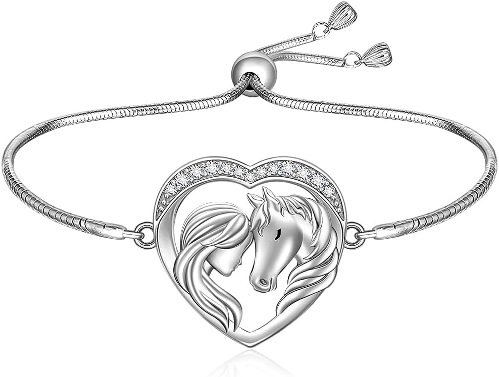 Fenthring Horse Bracelet for Women 925 Sterling Silver Horse Bracelets Horses Gifts Jewelry Adjustable Lover Gifts