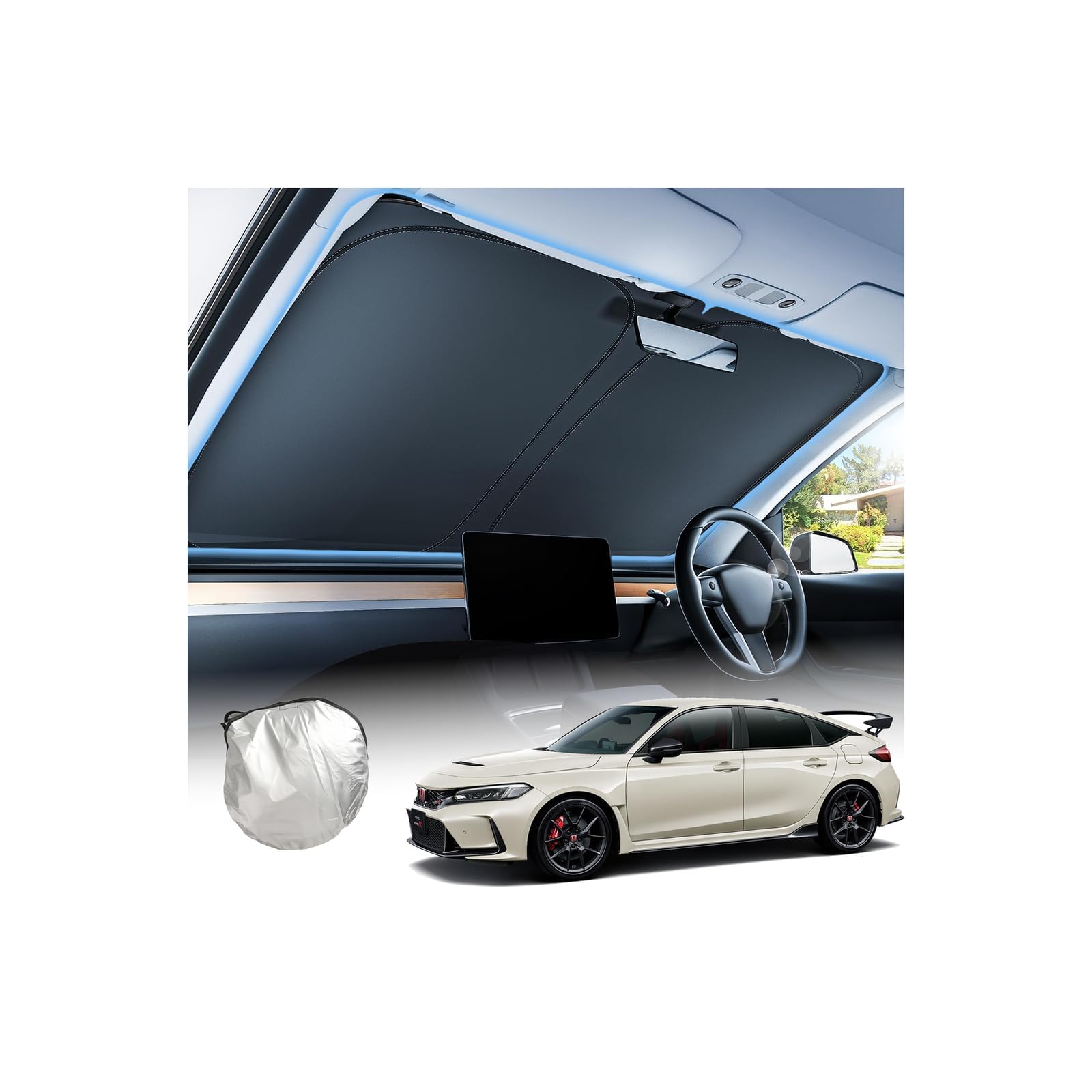 【最終値下げ】CoverCraft 専用設計サンシェード ホンダ シビックFL5 CoverCraft 正規品 専用設計 サンシェード シルバー ホンダ